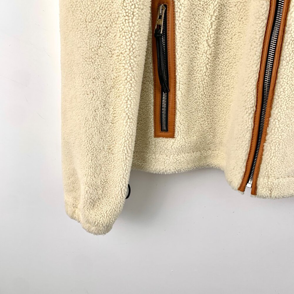Loewe Beige Shearling-Lined Leather Jacket View 4